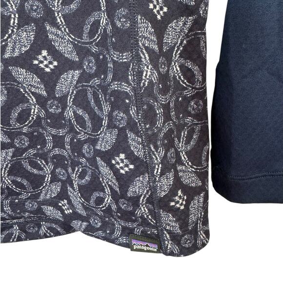 Patagonia Cap MW‎ Crew Fire Floral Night Plum Navy Blue XS Base Layer Hike Camp - Picture 5 of 8